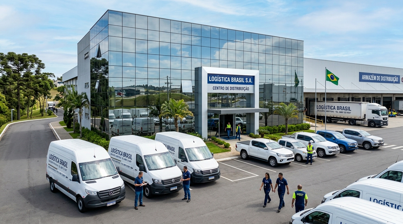 Centro logístico e frota corporativa moderna protegidos pelo Seguro Empresarial da Confie Seguros