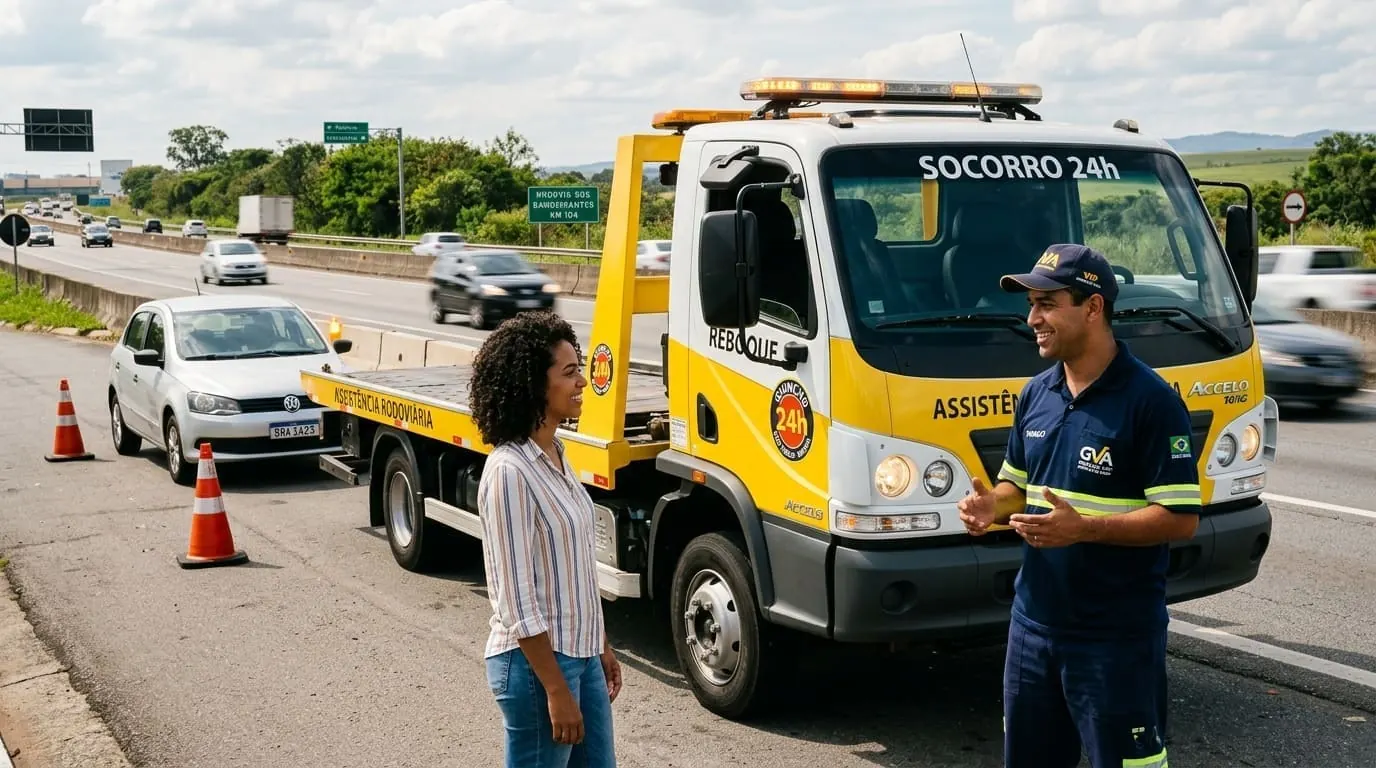 Socorro mecânico e guincho 24 horas prestando atendimento rápido em rodovia